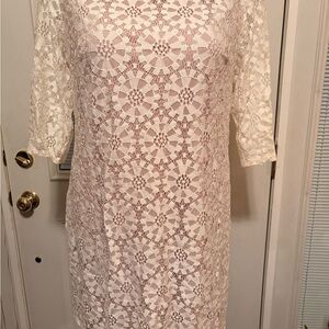 Jessica Howard Cream Lace Long Sleeve Dress